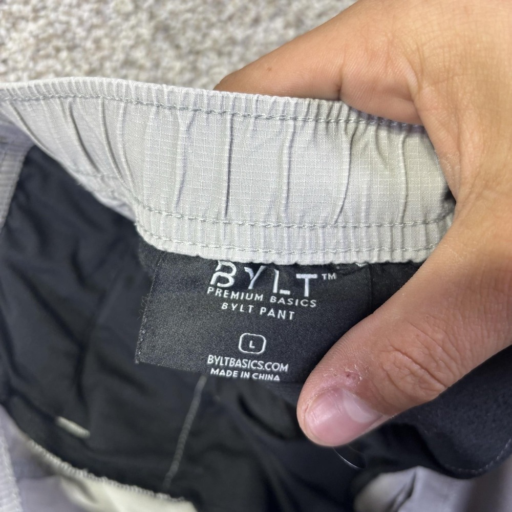 BYLT Pants Mens Large Gray Slim Fit Microfiber Jogger Elastic Waist Pockets - Picture 5 of 7